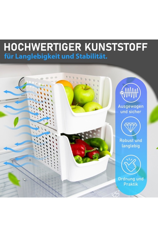 Gemüseboxen 2 Stück | 29x21,5x15,9 cm | Kühlschrank Aufbewahrungsboxen - 5