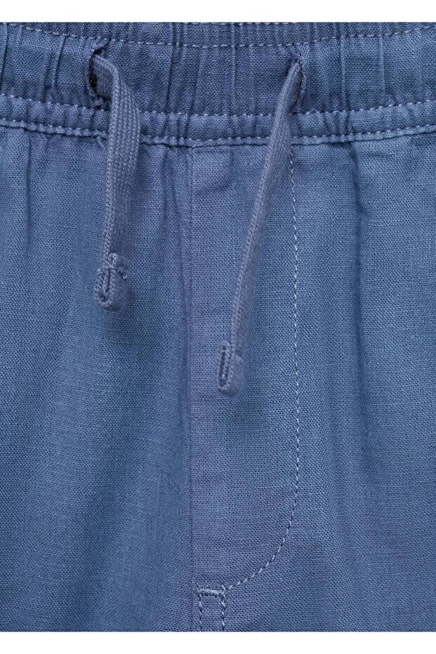 Beli elastik keten bermuda şort - 6