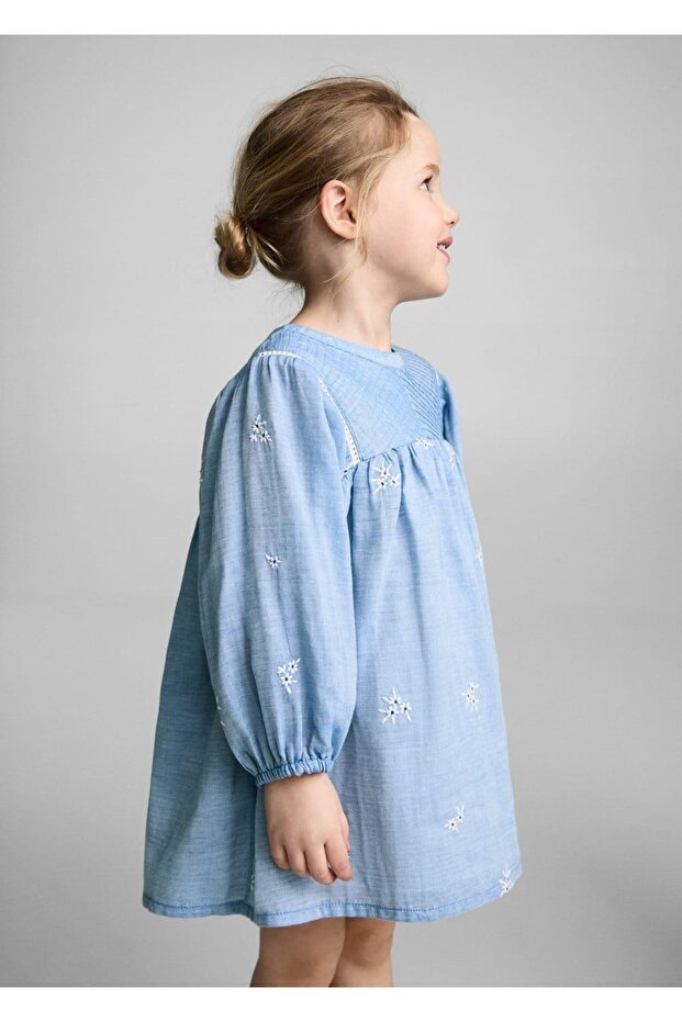 İşlemeli pamuklu elbise - 1