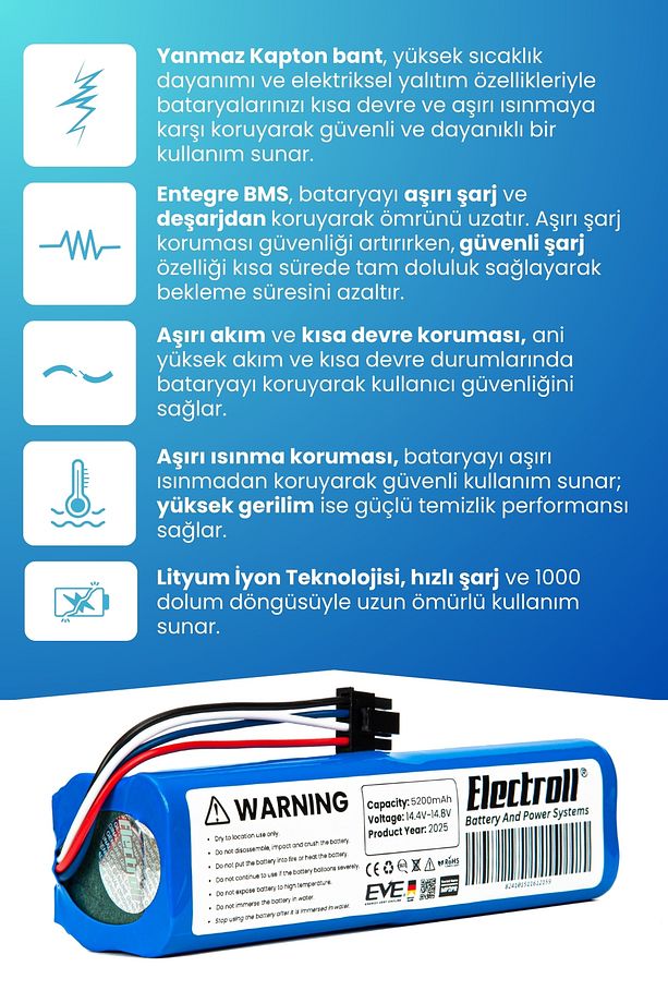 Dreame Mop F9 Uyumlu Batarya (ORJİNAL KAPASİTE) 5200mah Akıllı Pil Robot Süpürge Bataryası Değişimi - 3
