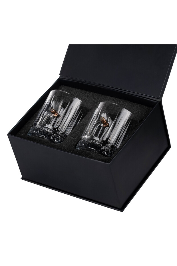 Stylish Luxury Set of Two Whiskey Glasses with Real .308 Bullets, Unforgettable Gift 355Cc