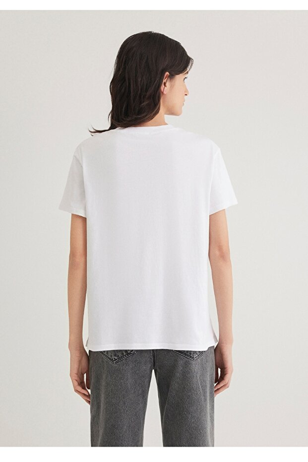 regular kesim basic beyaz kadın t-shirt - 3