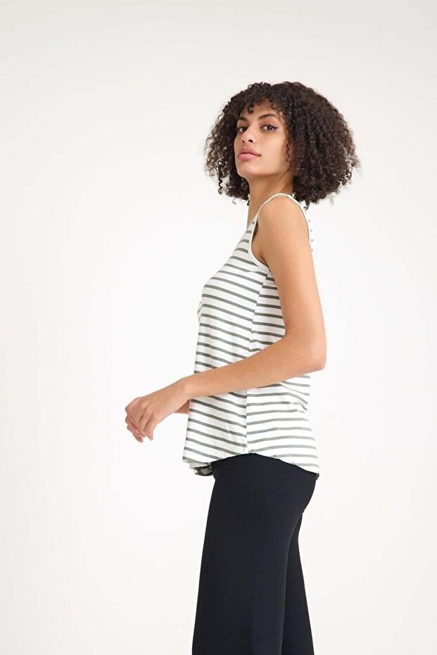 3 قطع تي شيرت بدون أكمام بقصة مريحة وحزام سميك أساسي - 6