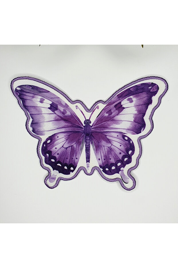 Purple Butterfly Shaped Embroidery Edge Fabric Cocktail Napkin 1 Piece