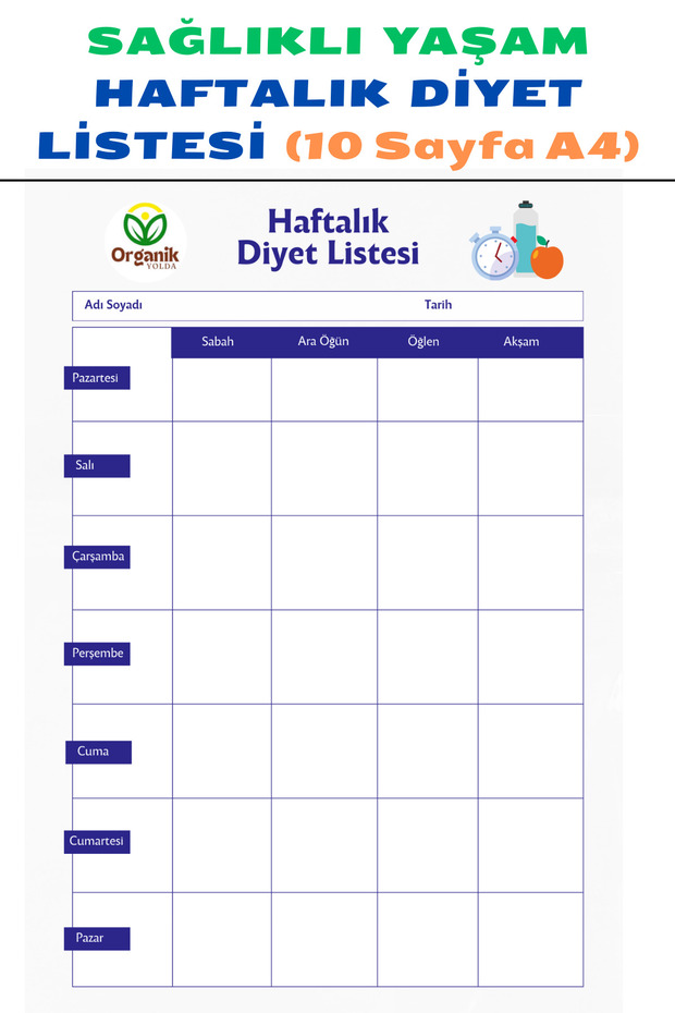 Weekly Diet List (10 Sheets A4)