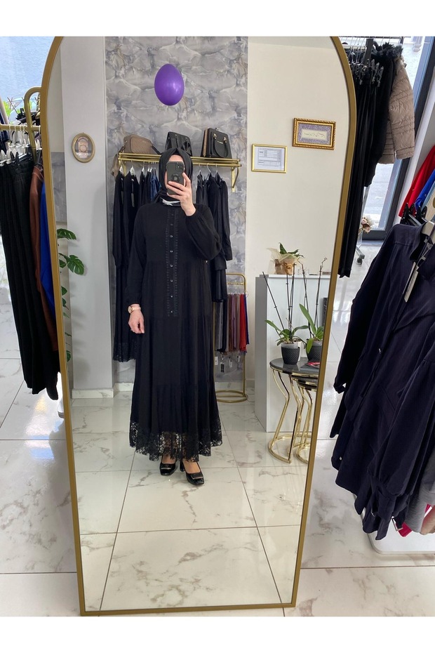 Siyah Viskon Elbise - 2