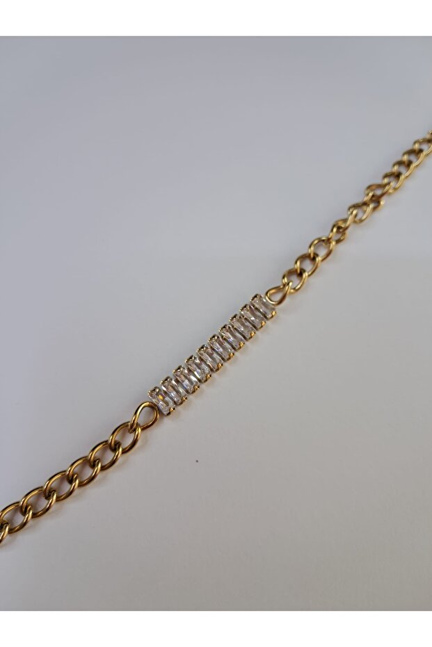 Taşlı gold çelik bileklik - 2