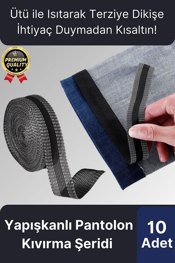 Dayanıklı Polyester Esnek Kendinden Yapışkanlı Pantolon Kumaş Kıvırma Yapıştırma Bandı Şeridi10 Adet - 1