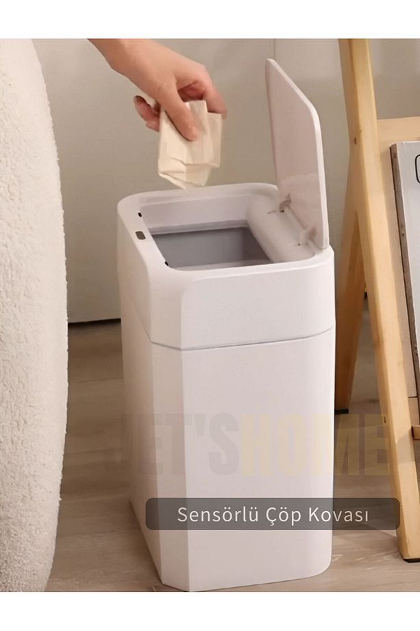 Sensörlü Çöp Kovası Pilli Çöp Kutusu Hareket Algılıyıcı Banyo Mutfak Çöp Atık Kutusu - 2