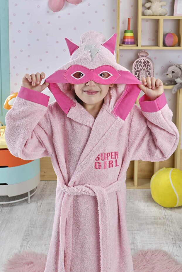 Hooded Children's Bathrobe 100% Cotton Water Absorbent Animal Figured