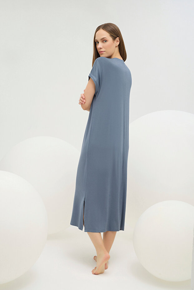 16670 KADIN BASKILI UZUN GECELİK - 4