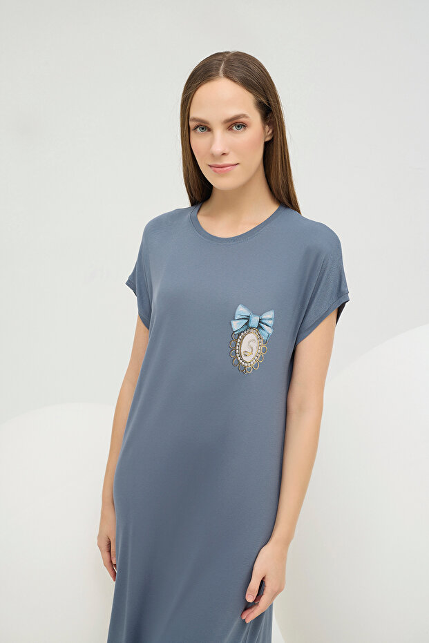 16670 KADIN BASKILI UZUN GECELİK - 3