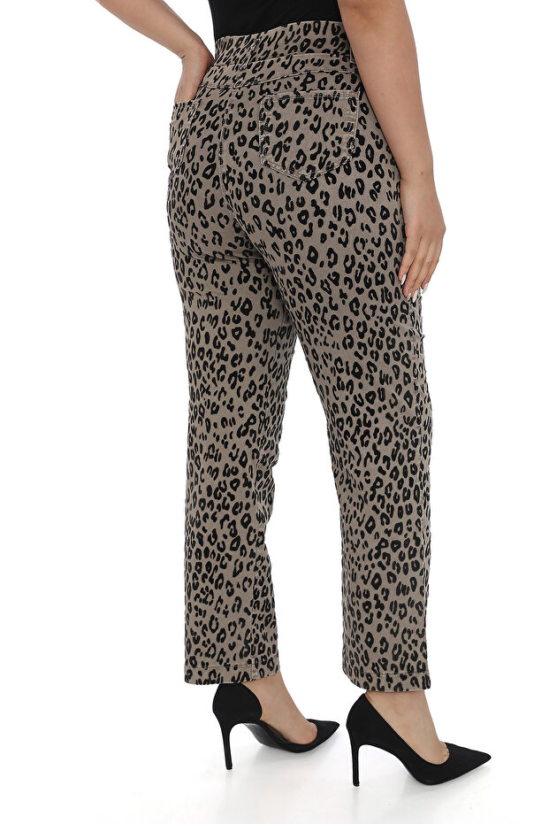 Kadın Leopar Desenli Pantolon - 5