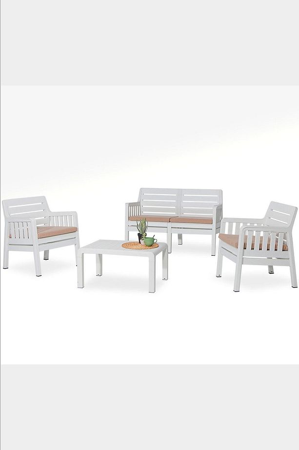 Lara Home Minderli 2 1 1 S Bahçe Takımı Beyaz - 2