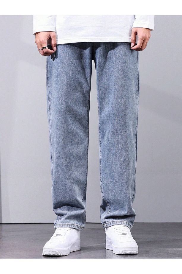 Erkek Baggy Fit Asit Yıkama Jean Kot Pantolon - 2