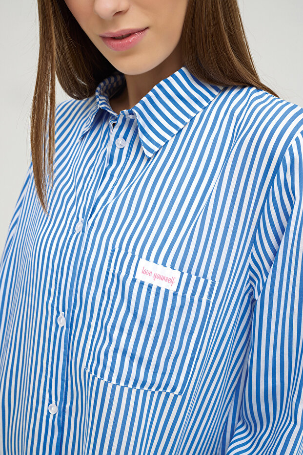 16729 KADIN DÜĞMELİ GÖMLEK YAKA GECELİK - 3