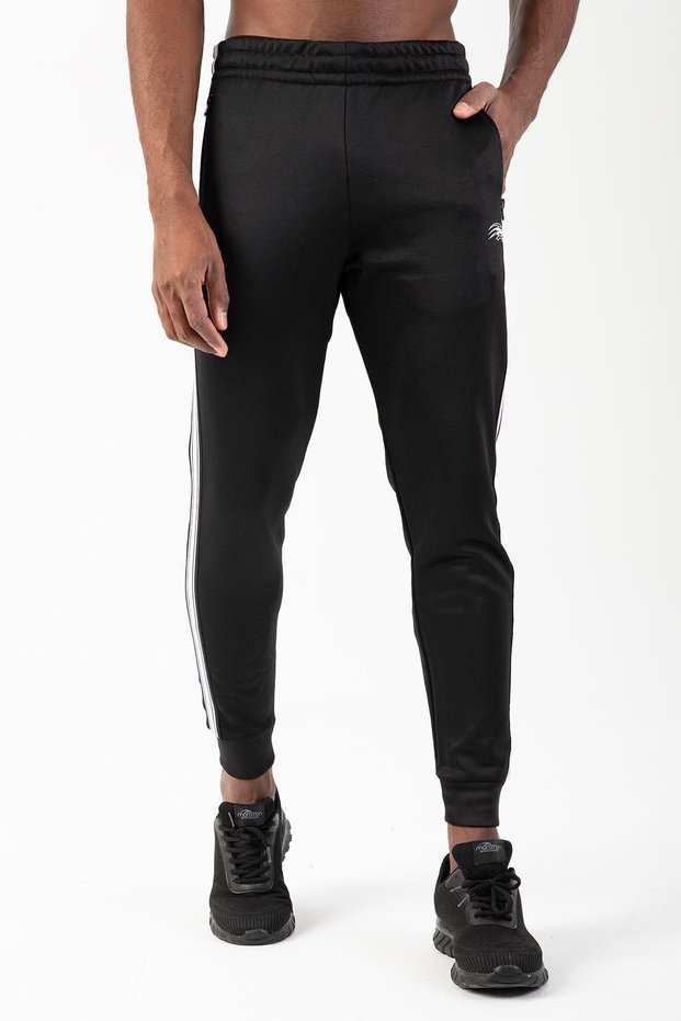 Regular Men's Ribbed Leg Black Sweatpants