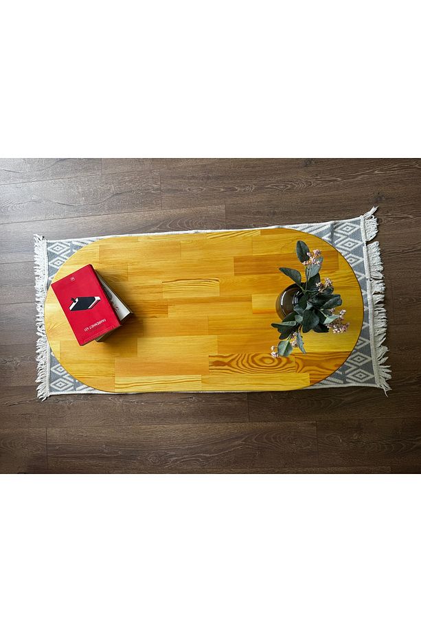 Handmade Masif Ahşap Orta Sehpa | 50x100 cm | Ceviz Renk | El Yapımı | Boho & İskandinav Tarz - 2
