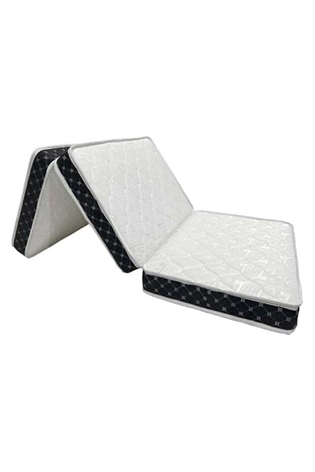 Dream Bell Portable White Folding Medicated 180 X 90 X 7Cm Knitted Cotton Mattress With Black Border