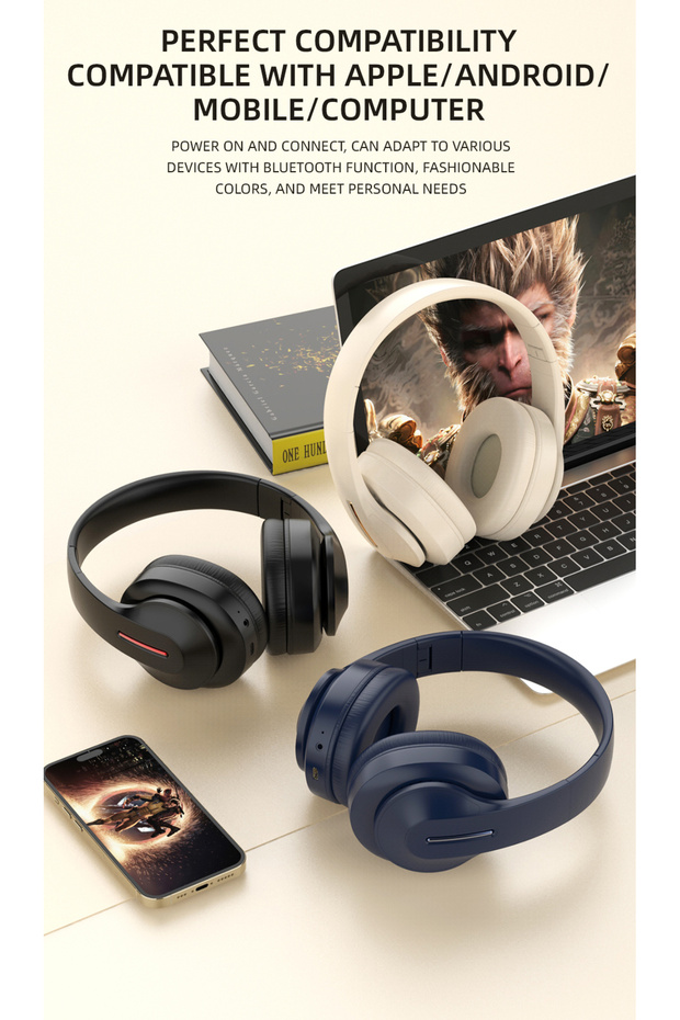 J6 Katlanabilir ANC Kafa Üstü Yumuşak Kulak Yastıklı Mikrofonlu Bluetooth 5.3 Kulaklık - 7