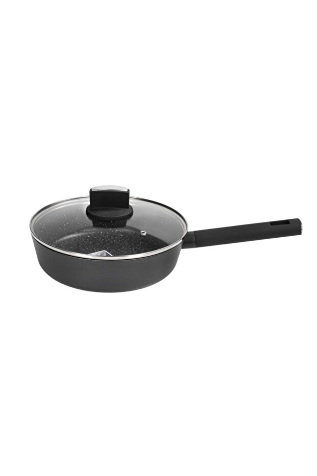 Zilan ZLN0874 Black saucepan with marble coating, 5 layers, 24 cm and soft-touch handle, 2.4L - 1