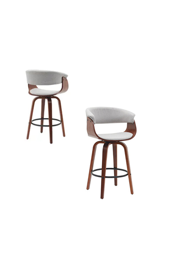 كرسي بار من القماش - رمادي فاتح - 2