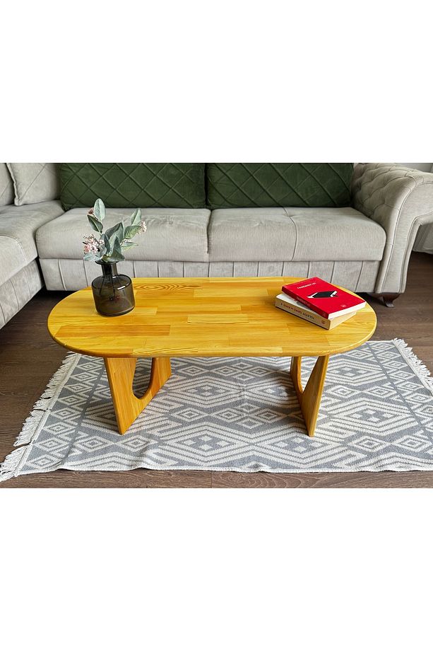 Handmade Masif Ahşap Orta Sehpa | 50x100 cm | Ceviz Renk | El Yapımı | Boho & İskandinav Tarz - 3