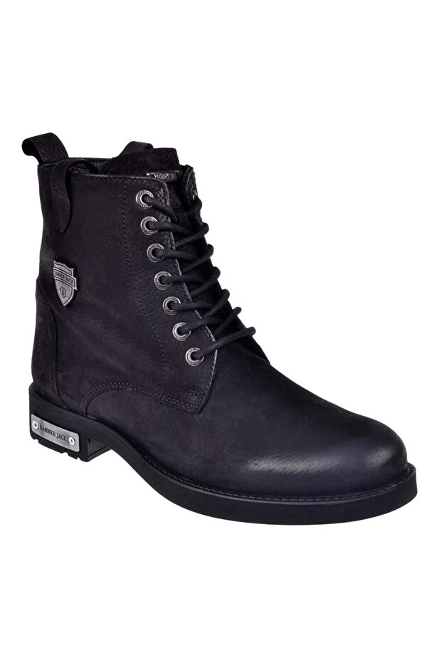 Genuine Leather Casual Men's Boots Hj-15200 Black Nubuck