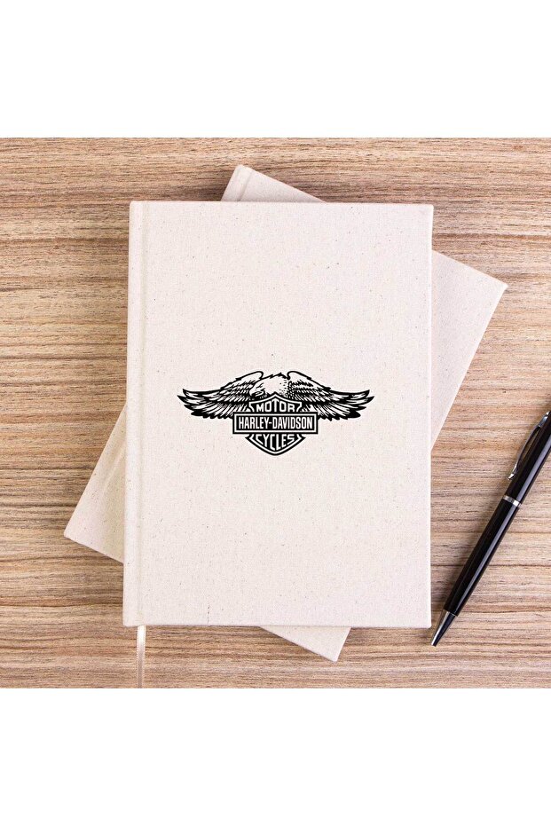 Harley Chopper Wings Eagle Silhouette Unlined Canvas Notebook - 1