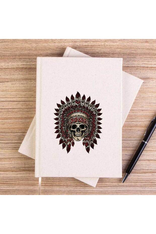 Native American Skull Apache Unlined Canvas Notebook - 1