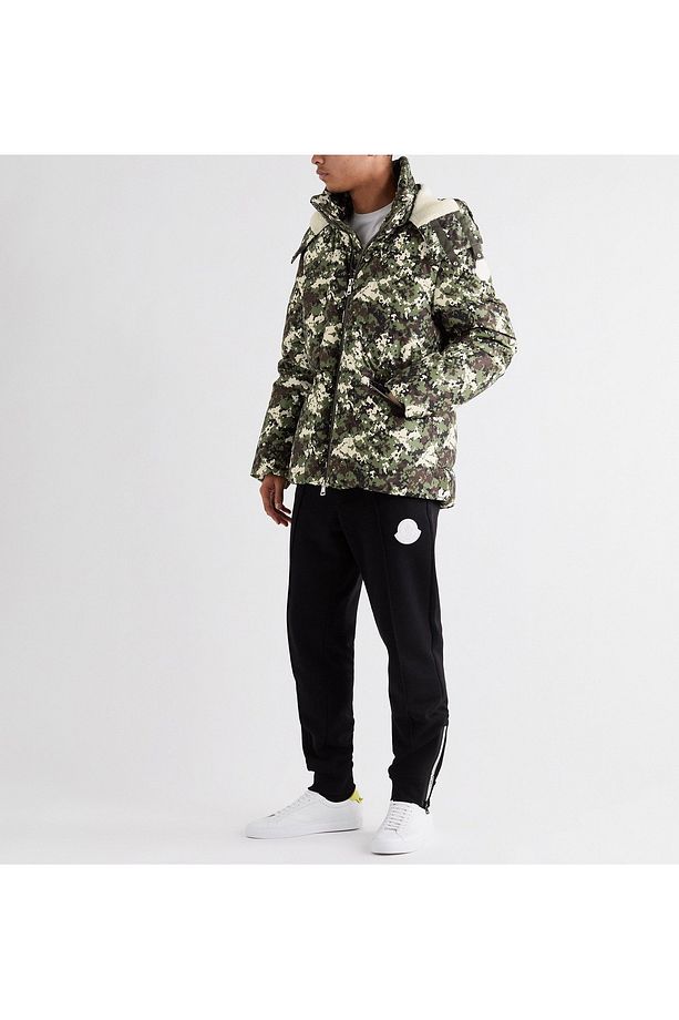 Faux Shearling-Trimmed Quilted Camouflage-Print Shell Hooded Down Jacket - Green - 2
