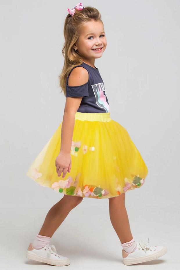 Flower and Pompom Tutu Skirt