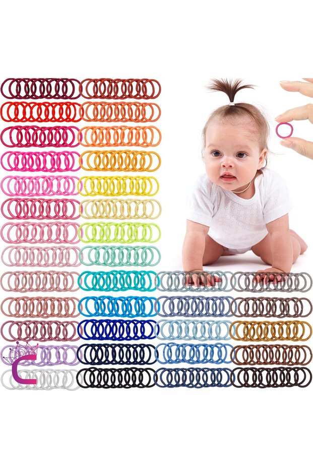 Set of 100 Soft Non-Hurt Baby Colored Rubber Hairpins - Durable Girl's Elastic Hair Clip