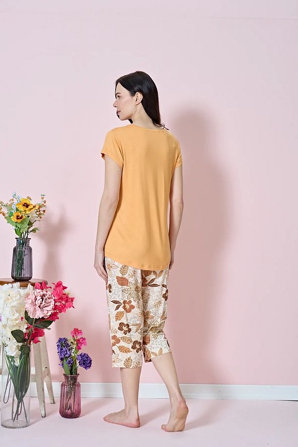 Pamuklu Kadın Kapri Pijama Takımı - 3