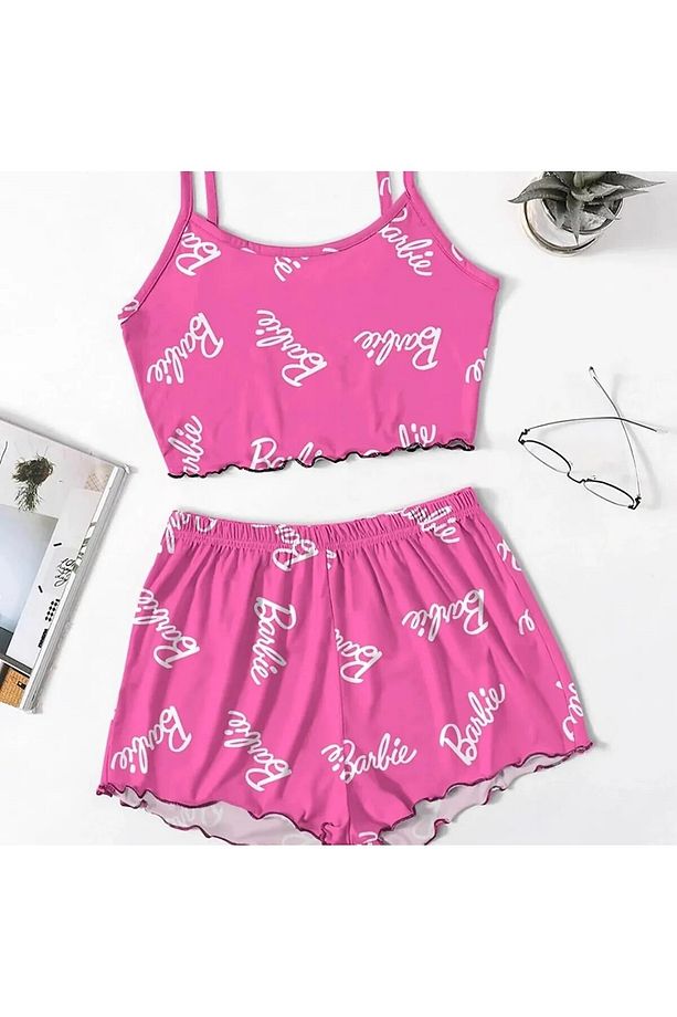 Askılı Şort Pijama Takımı  Supersoft Yazlık Crop - 1