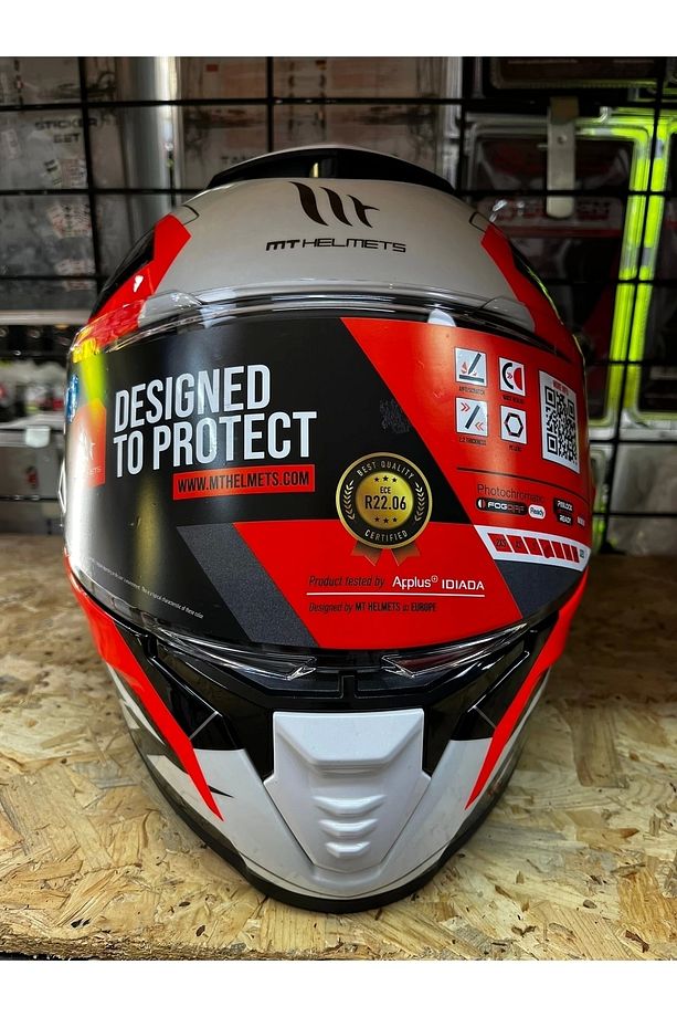Kask Mt Thunder 4 Sv Valıant A0 Parlak Inci Beyaz Mavi Kırmızı - 2