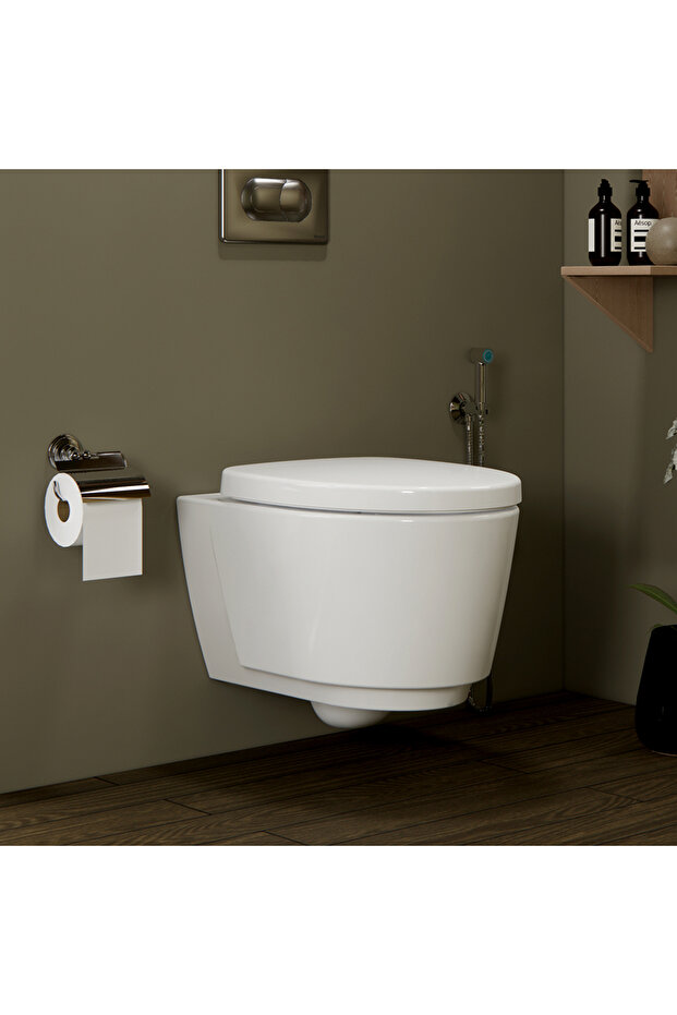 مرحاض إنفينيتي معلق على الحائط - أبيض - أوريكس - 1