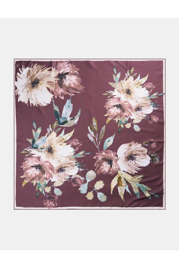 Baskılı Monogram Eşarp Lacivert - 1