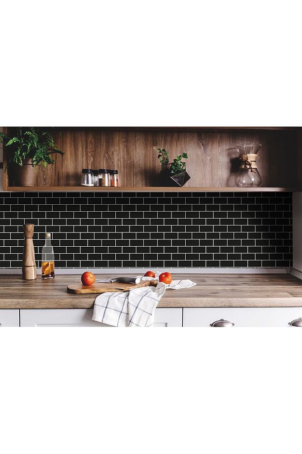 Kendinden Yapışkanlı Siyah Metro Desenli Pvc Karo 30x30 Cm (33 ADET) 3m2 - 5