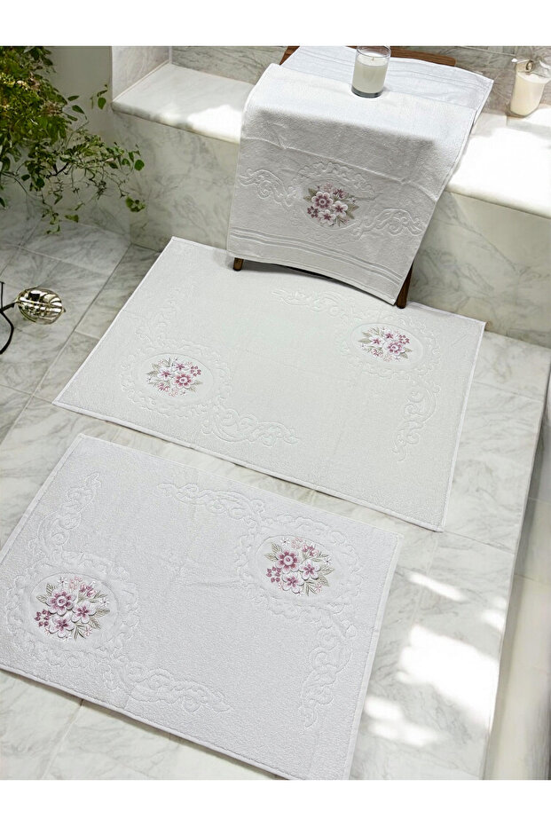 3d Nakış İşlemeli 3'lü Paspas Takımı - 3