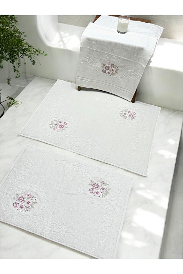 3d Nakış İşlemeli 3'lü Paspas Takımı - 1