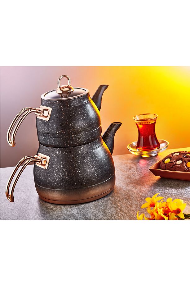 8200 Xl 4 Parça Biogranit Üst Hazne; 1,8 Litre Alt Hazne; 3,75 Litre. Çaydanlık Cam Kapak Bakır Renk - 3
