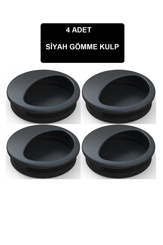 Gömme Kulp Siyah 4 Adet - 1