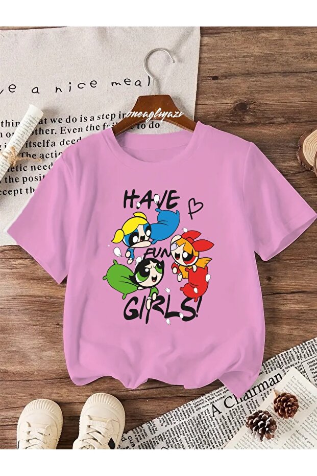 Powerpuff Have a Fun Printed Children's Oversize T-Shirt