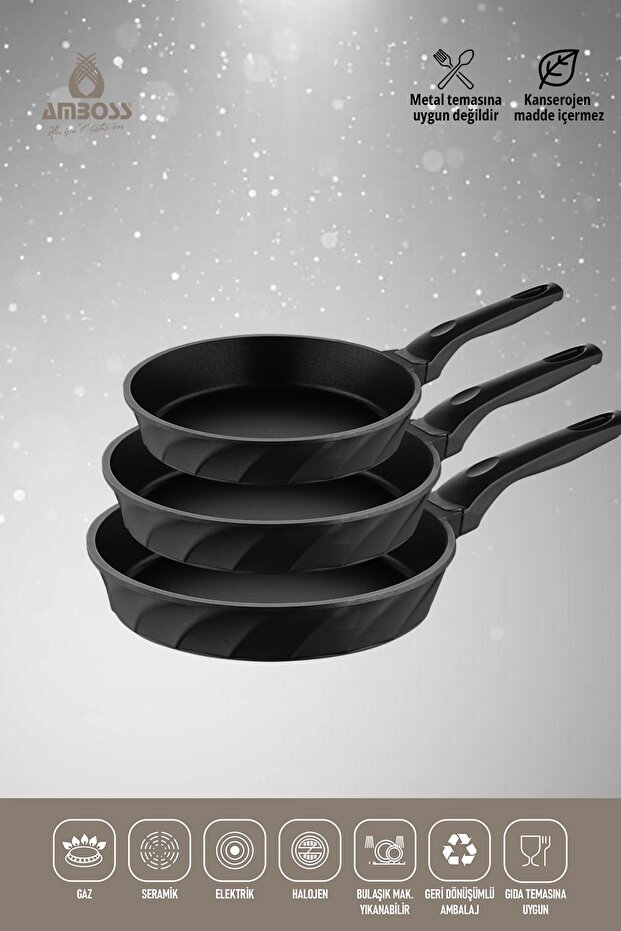 طقم مقالي تيتانيوم 3 قطع - أسود - 1