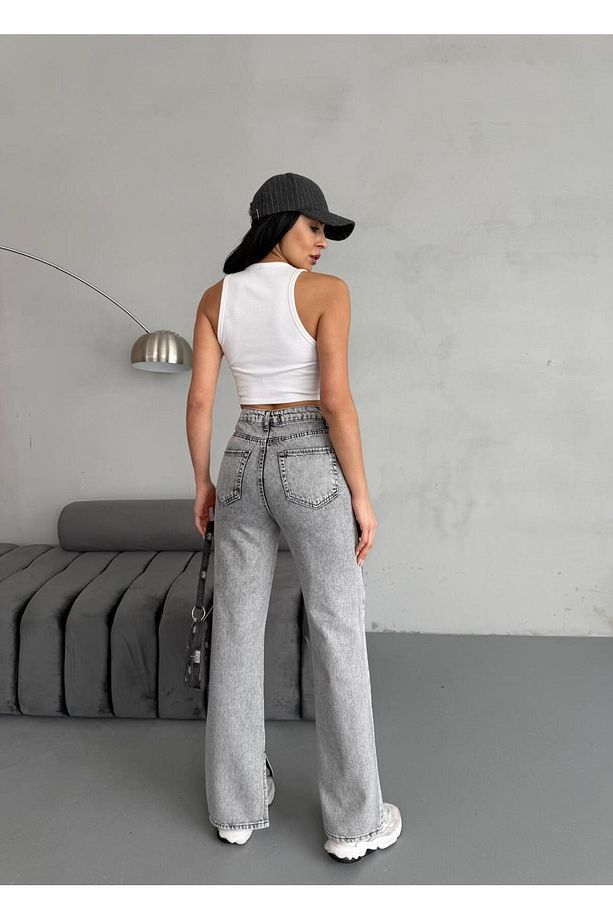 YIRTMAÇ DETAYLI BORU PAÇA   GREY SNOW WASH JEAN - 7