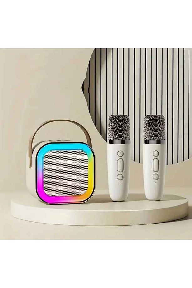 Taşınabilir Çift Mikrofonlu Rgb Renkli Kablosuz Bluetooth Karaoke Hoparlör - 1