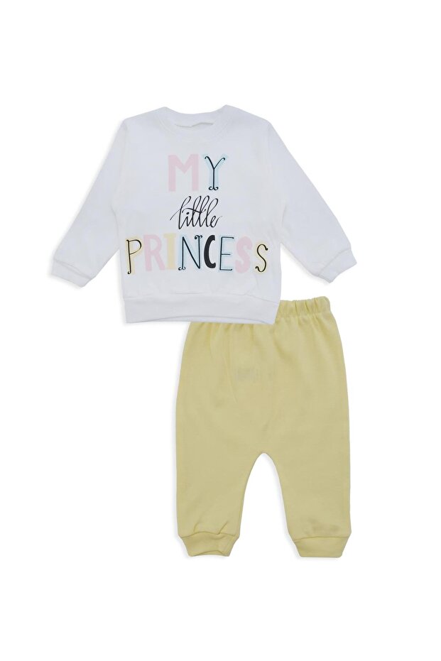 Baby Girl My Princess Written Bottom Top 2-Piece Tracksuit Set