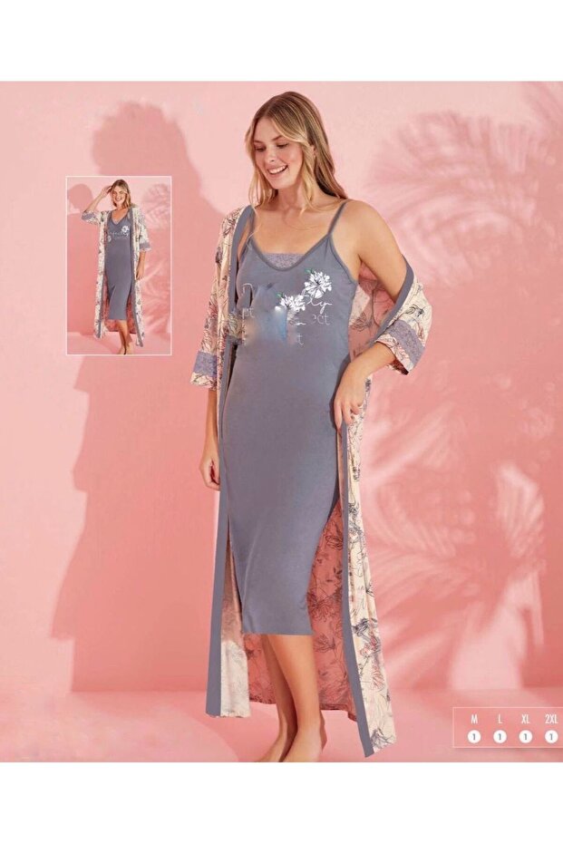 Women's 2-Piece Nightgown Dressing Gown Set