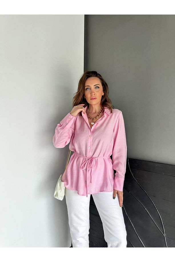 Pembe Beli İpli Orijinal Gömlek - 2